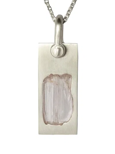 Parts Of Four Plate Kunzite Pendant Necklace In Silver