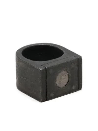 Parts Of Four Plate Single Diamond Ring In Black