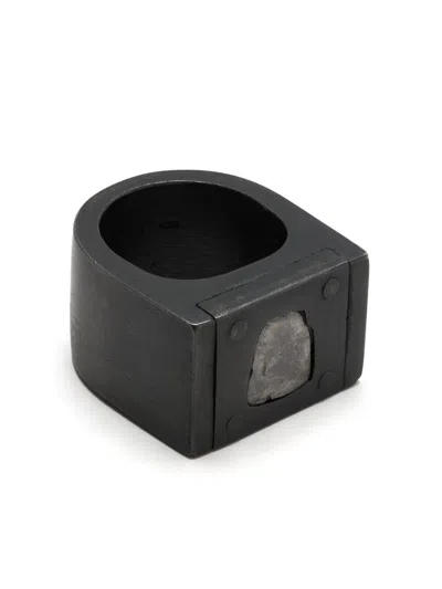 Parts Of Four Plate Single Diamond Ring In Black