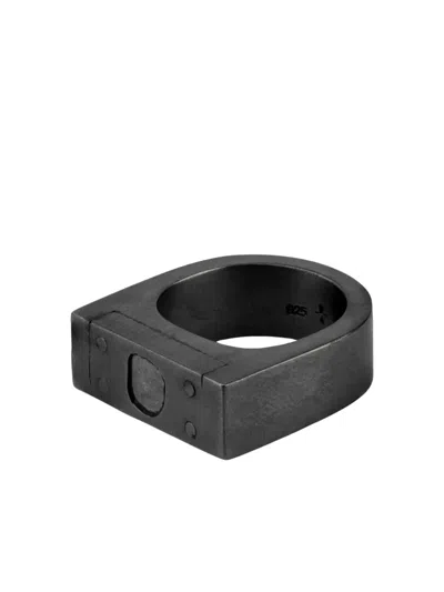 Parts Of Four Plate Single Diamond-slab Ring In Black