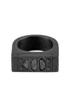 Parts Of Four Plate Single Three-diamond-slab Ring In Black