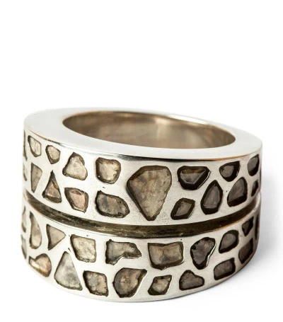 Parts Of Four Polished Sterling Silver And Diamond Crevice Ring