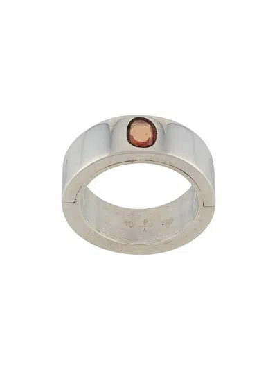 Parts Of Four Sapphire Detail Faceted Ring In Silver