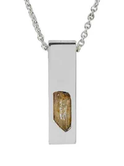 Parts Of Four Silver Cuboid Amulet Topaz Necklace In Metallic