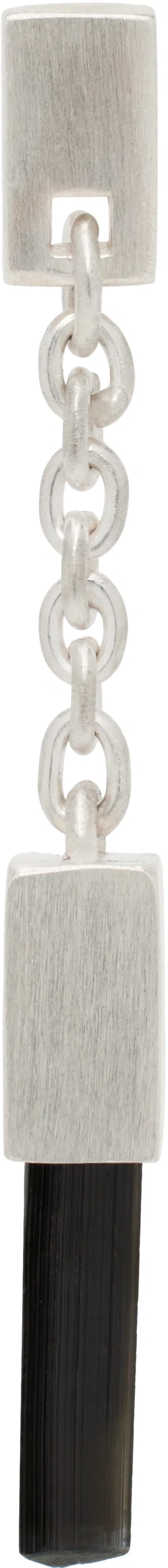 Parts Of Four Silver Talisman Dangle Single Earring In Matte Silver