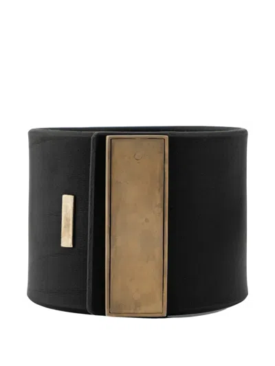 Parts Of Four Sistema Brass-insert Leather Bracelet In Black