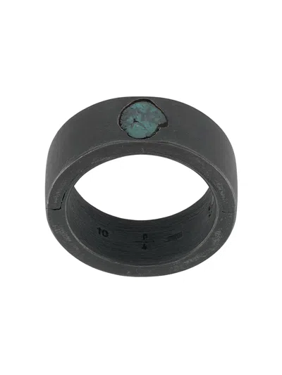 Parts Of Four Sistema Ring (0.2 Ct Blue Diamond Slab, 9mm, Ka+bdia) In Black Sterling