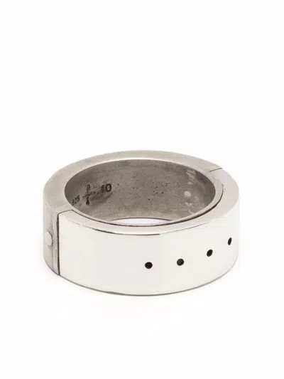 Parts Of Four Perforated Two-tone Ring In Dirty Sterling + Polished Sterling Silver