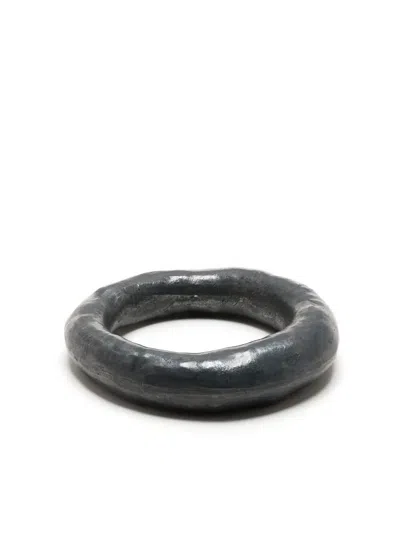 Parts Of Four Spacer Hammered Ring In Black