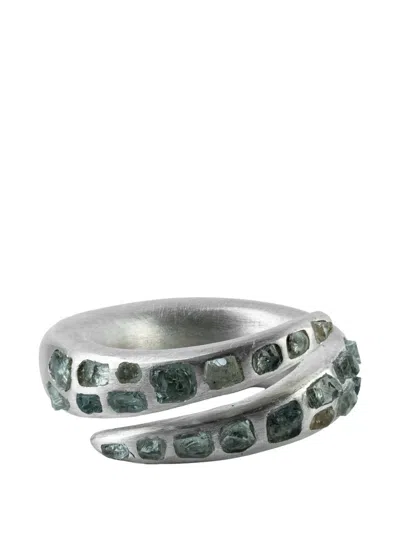 Parts Of Four Split Mountain Aquamarine Ring In Gray
