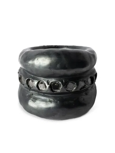 Parts Of Four Stack Sterling-silver Diamond Ring In Black