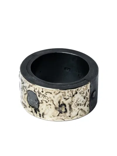 Parts Of Four Sterling Silver And 10kt White Gold Sistema Diamond Ring In Black