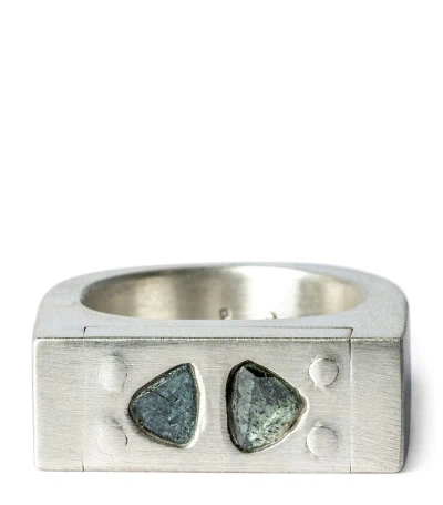 Parts Of Four Sterling Silver And Diamond Plate Ring