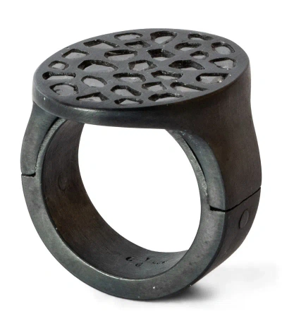 Parts Of Four Sterling Silver And Diamond Sistema Ring In Black