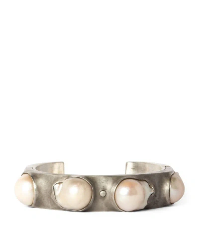 Parts Of Four Sterling Silver And Pearl Sistema V1 Bangle