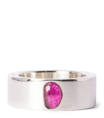 Parts Of Four Sterling Silver And Ruby Sistema Ring