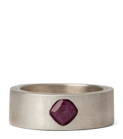 Parts Of Four Sterling Silver And Ruby Sistema Ring