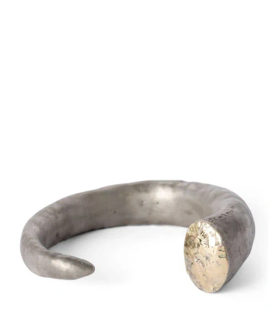 Parts Of Four Sterling Silver And Yellow Gold Horn Bangle