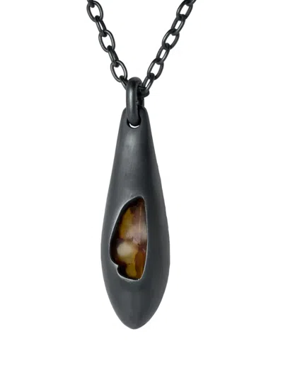 Parts Of Four Sterling Silver Chrysalis Amber Necklace In Black