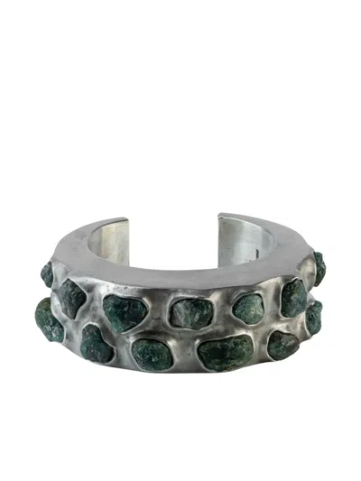 Parts Of Four Sterling Silver Crescent Crystal-set Bracelet