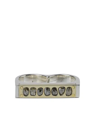 Parts Of Four Sterling Silver Diamond Ring In Metallic