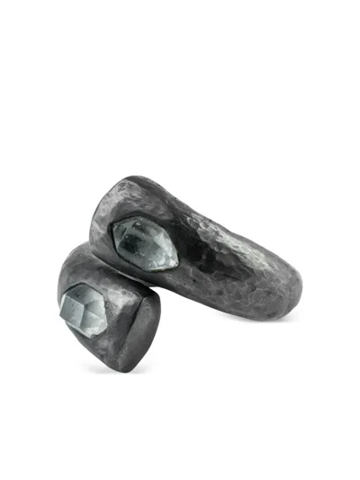 Parts Of Four Sterling Silver Druid Quartz Ring In Black