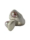 Parts Of Four Sterling Silver Giant Twisted Druid Baroque Pearl Ring In Neutral