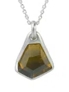 Parts Of Four Sterling Silver Halos Citrine Geometric Pendant Necklace In Metallic