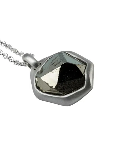 Parts Of Four Sterling Silver Halos Pyrite Necklace In Metallic