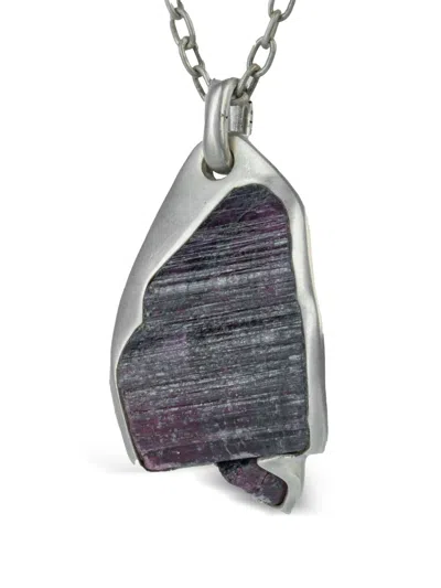Parts Of Four Halos Rubellite Necklace In Silver