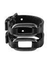 Parts Of Four Sterling Silver Leather Link Gauntlet In Black