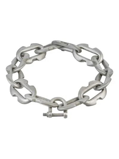 Parts Of Four Sterling-silver Massive Deco Link Charm Necklace In Metallic