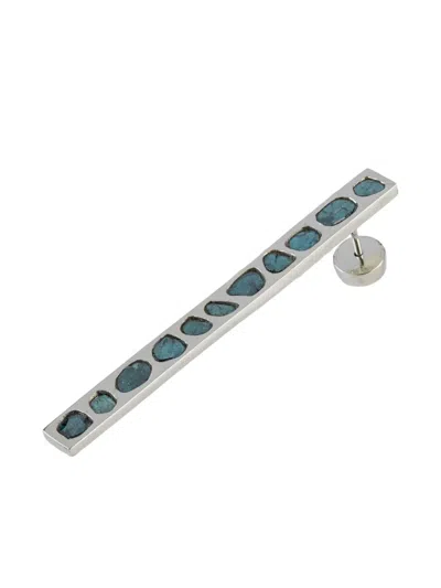 Parts Of Four Sterling-silver Plate Blue-diamond Earring In Metallic