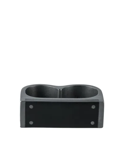Parts Of Four Sterling-silver Plate Double Ring In Black
