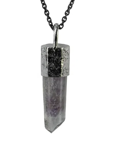 Parts Of Four Sterling Silver Talisman Amethyst Necklace In Gray