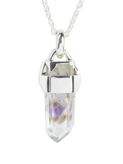 Parts Of Four Sterling Silver Talisman Amethyst Necklace In Metallic