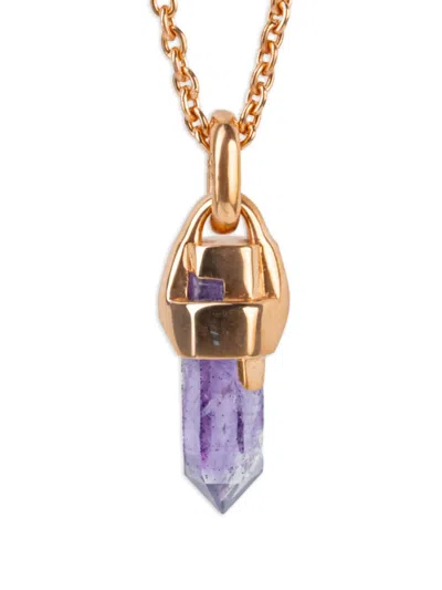 Parts Of Four Sterling Silver Talisman Amethyst Necklace In Gold