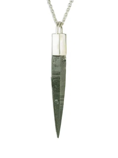 Parts Of Four Sterling Silver Talisman Chlorite Quartz Necklace In Green