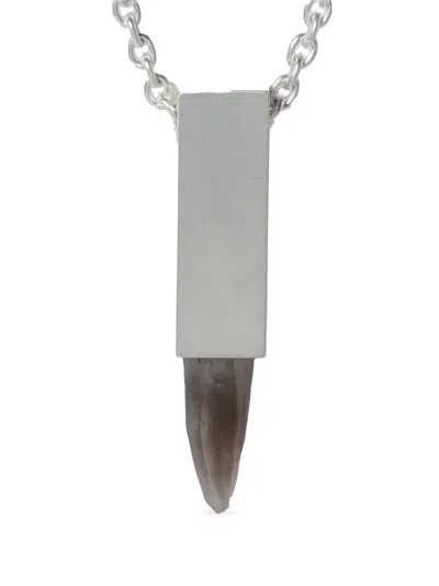 Parts Of Four Sterling Silver Talisman Cuboid Quartz Necklace In Metallic