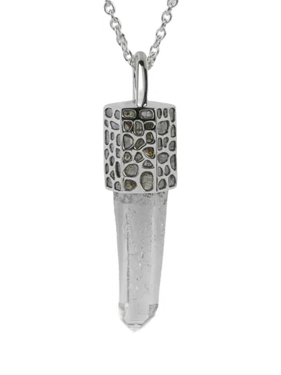 Parts Of Four Sterling Silver Talisman Quartz And Diamond Necklace In Brown