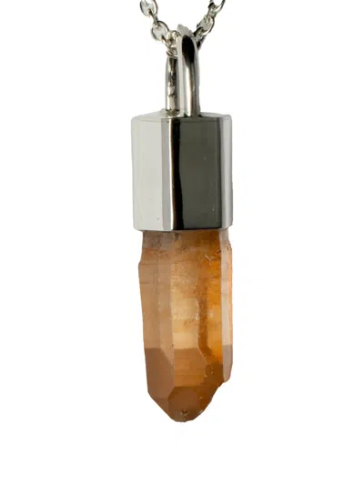 Parts Of Four Sterling Silver Talisman Quartz Necklace In Brown