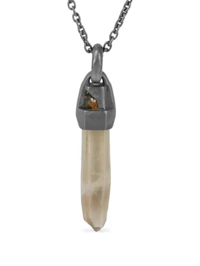 Parts Of Four Sterling Silver Talisman Smoky Quartz Necklace In Gray