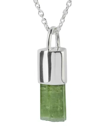 Parts Of Four Sterling Silver Talisman Green Tourmaline Necklace