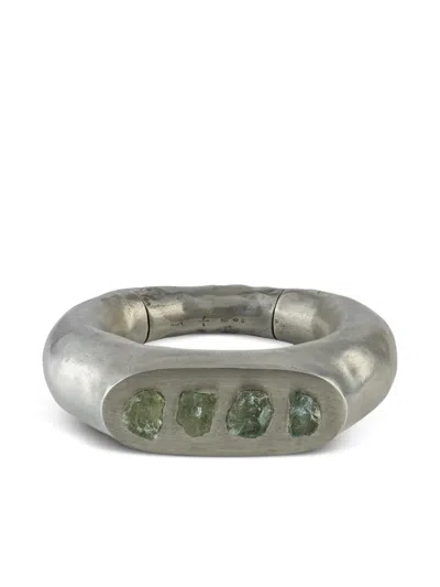 Parts Of Four Sterling-silver Thick Roman Aquamarine Bracelet In Metallic