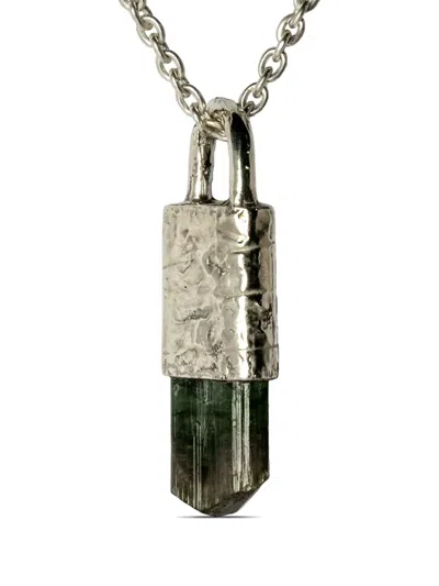 Parts Of Four Talisman Specimen Elbaite Necklace In Silver