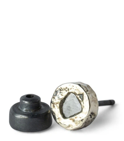 Parts Of Four White Gold, Oxidised Sterling Silver And Diamond Single Stud Earring