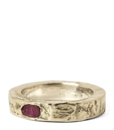 Parts Of Four White Gold-plated Sterling Silver And Ruby Sistema Ring