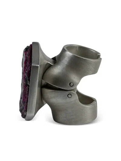 Parts Of Four X Fangophilia Ring Aus Sterlingsilber Mit Rubin In Metallic