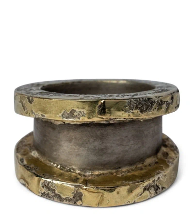 Parts Of Four Yellow Gold And Acid-treated Sterling Silver Chasm V2 Ring