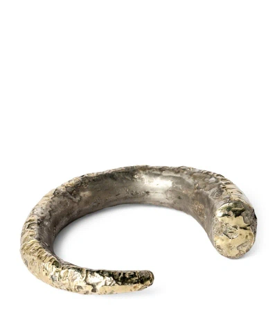Parts Of Four Yellow Gold-plated Acid-treated Silver Horn Bracelet